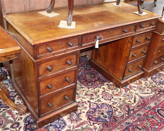 A Victorian mahogany pedestal desk W.136cm